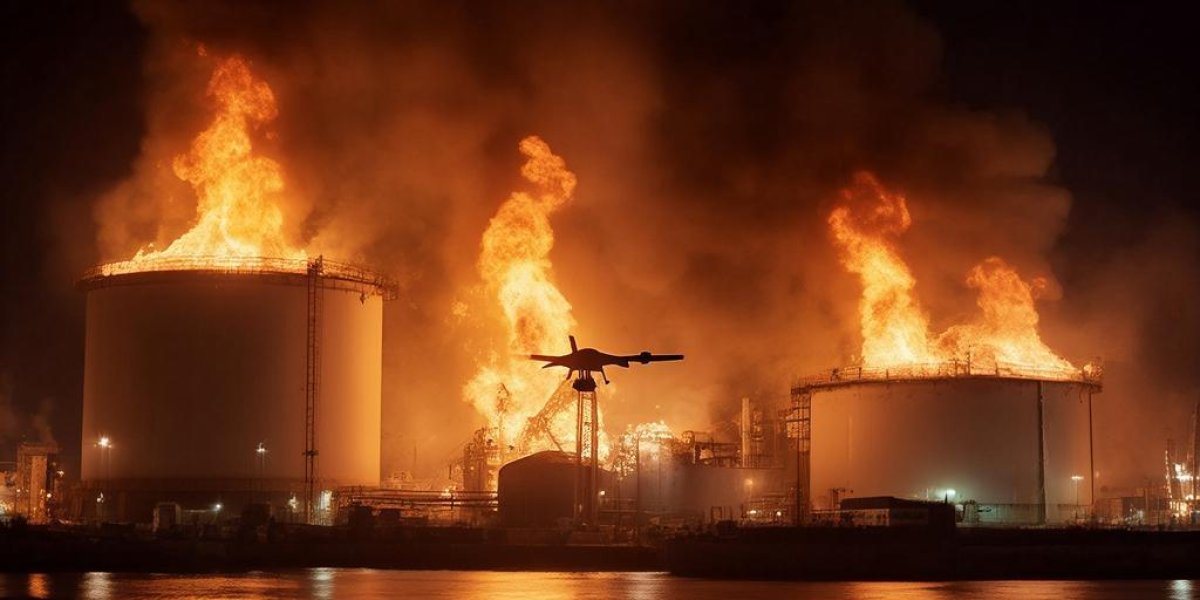 Площадь пожара в порту Темрюка достигла 4000 квадратных метров после атаки беспилотников Площадь пожара в порту Темрюка достигла 4000 квадратных метров после атаки беспилотников